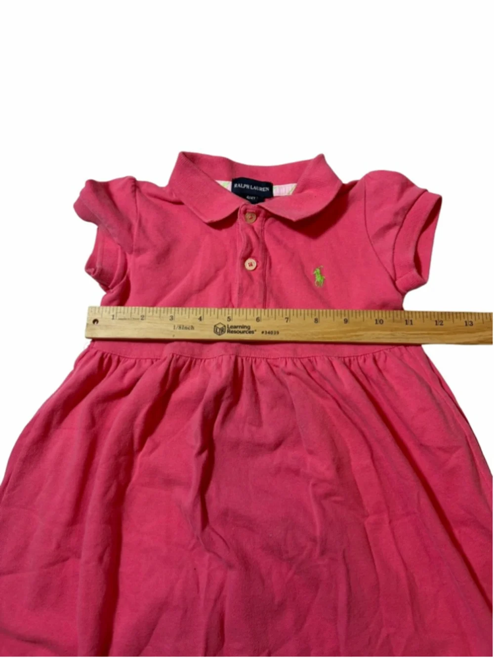Ralph Lauren Girls Pink Polo Dress Size 4/4T Pony Logo Collared Preppy